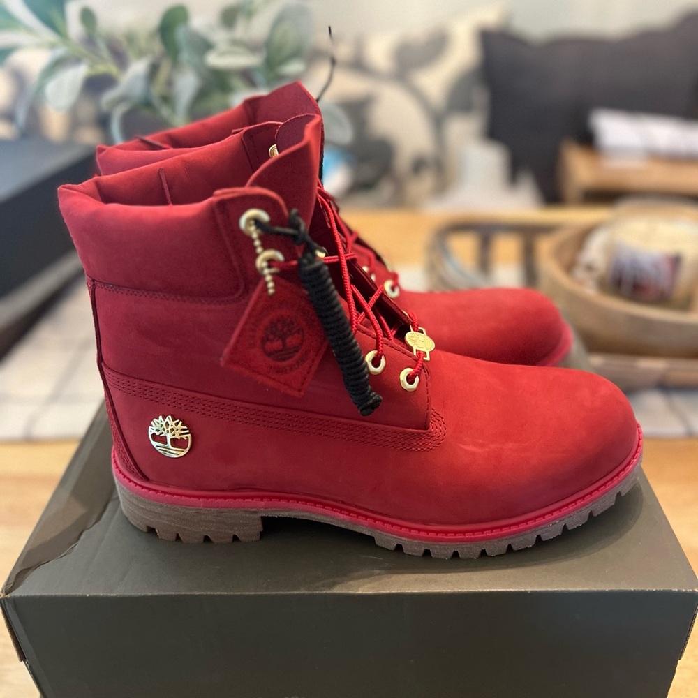 Timberland Bold Red Lace-Up Boots